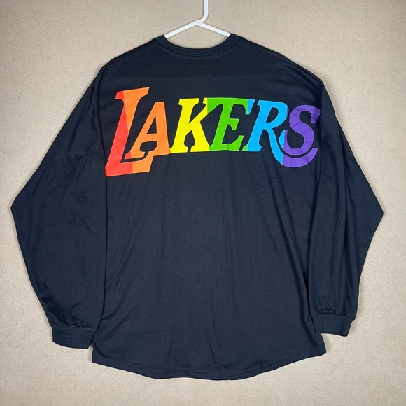 LA Lakers Pride Night Long Sleeve T-Shirt Adult Extra Large Black Oversized - Picture 8 of 9